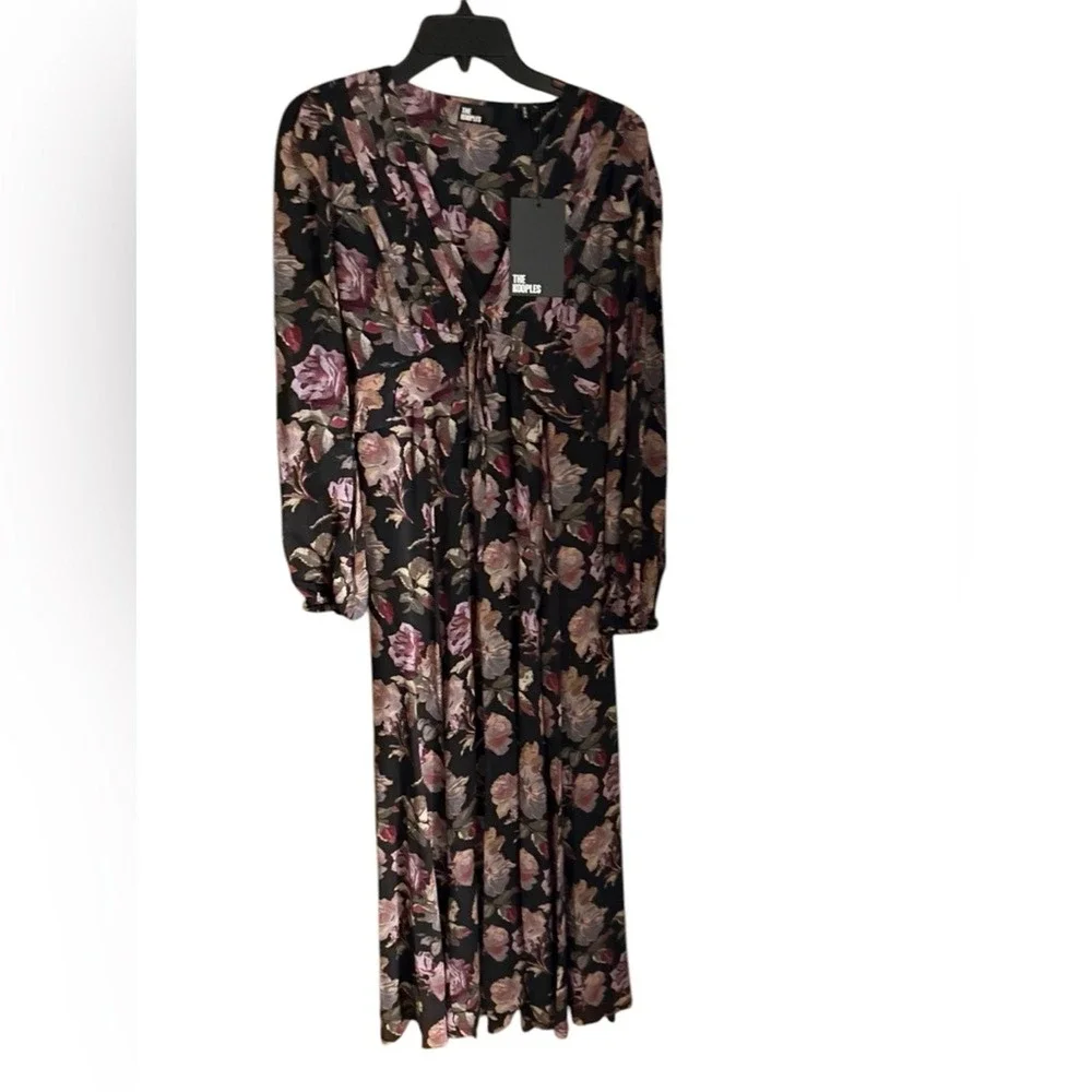 The Kooples English Roses Black Floral Midi Dress Size S - Picture 4 of 5
